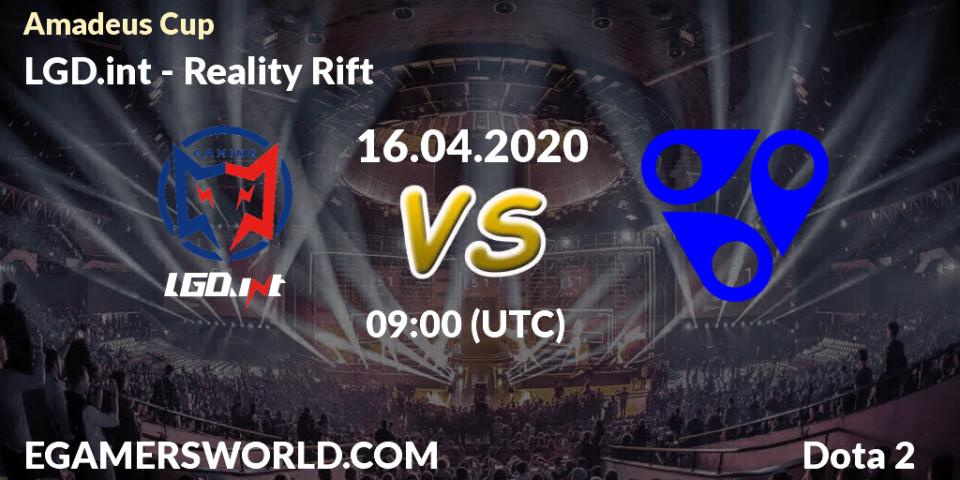Prognose für das Spiel LGD.int VS Reality Rift. 16.04.2020 at 08:45. Dota 2 - Amadeus Cup