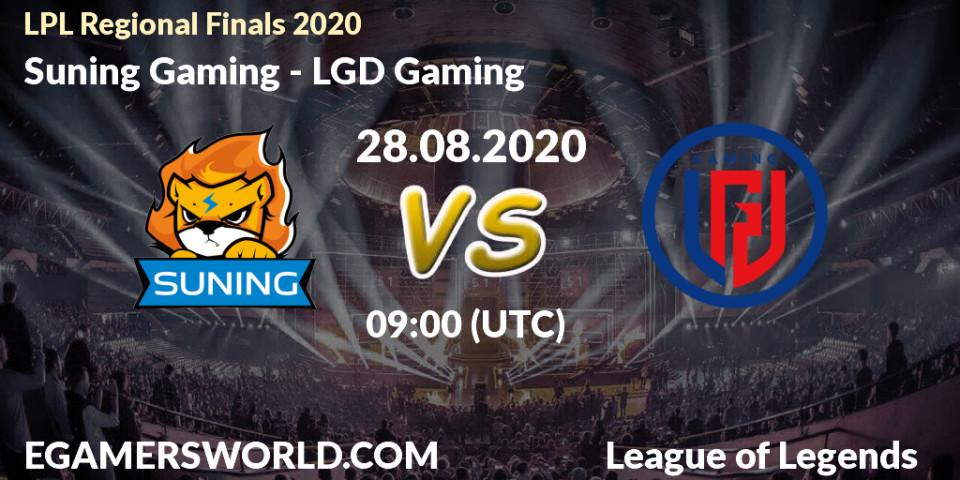 Prognose für das Spiel Suning Gaming VS LGD Gaming. 28.08.20. LoL - LPL Regional Finals 2020