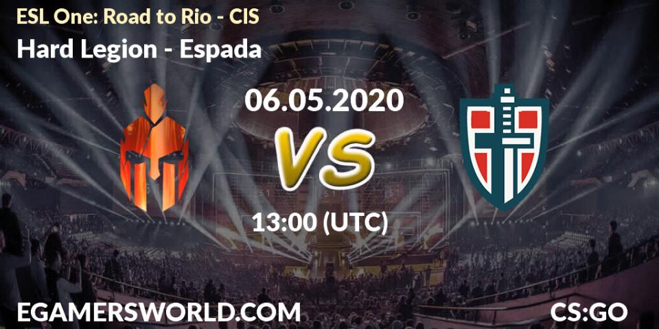 Prognose für das Spiel Hard Legion VS Espada. 06.05.2020 at 13:00. Counter-Strike (CS2) - ESL One: Road to Rio - CIS