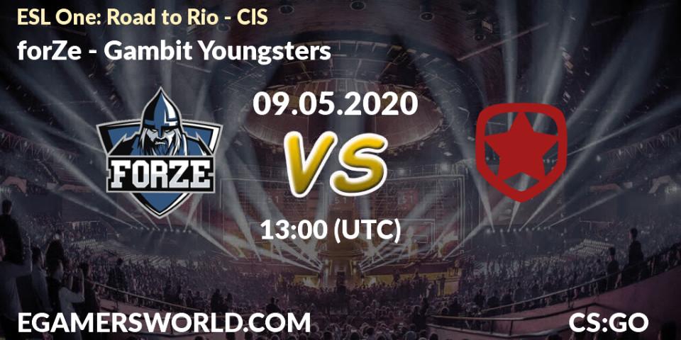 Prognose für das Spiel forZe VS Gambit Youngsters. 09.05.20. CS2 (CS:GO) - ESL One: Road to Rio - CIS