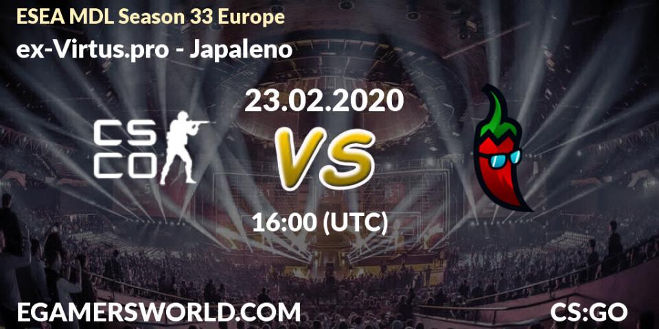 Prognose für das Spiel ex-Virtus.pro VS Japaleno. 23.02.20. CS2 (CS:GO) - ESEA MDL Season 33 Europe