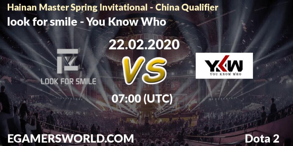 Prognose für das Spiel look for smile VS You Know Who. 22.02.2020 at 11:30. Dota 2 - Hainan Master Spring Invitational - China Qualifier