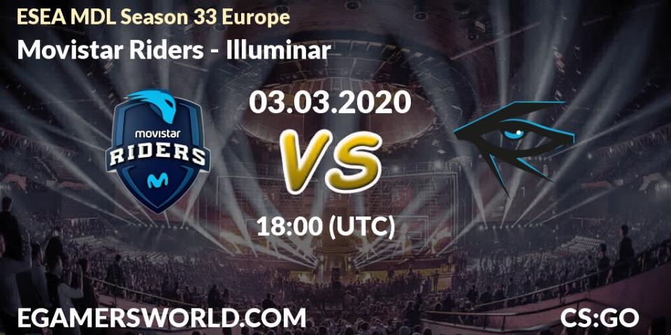 Prognose für das Spiel Movistar Riders VS Illuminar. 03.03.20. CS2 (CS:GO) - ESEA MDL Season 33 Europe