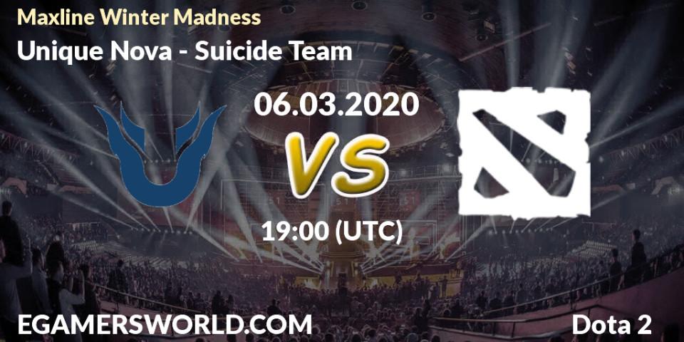 Prognose für das Spiel Unique Nova VS Suicide Team. 06.03.20. Dota 2 - Maxline Winter Madness