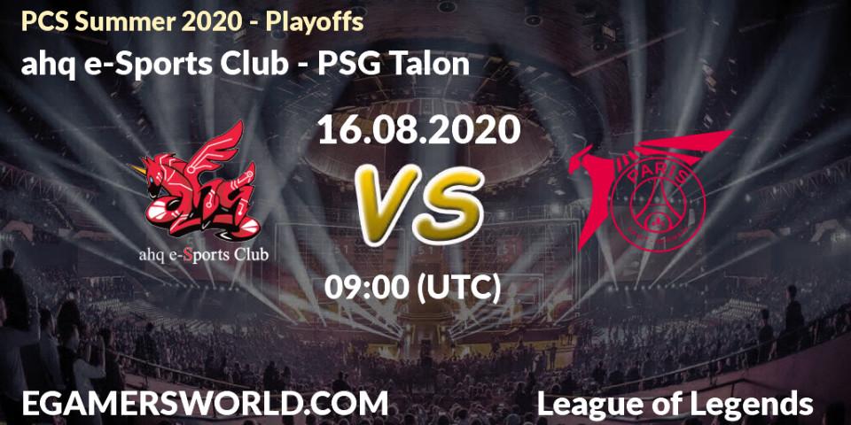 Prognose für das Spiel ahq e-Sports Club VS PSG Talon. 16.08.20. LoL - PCS Summer 2020 - Playoffs