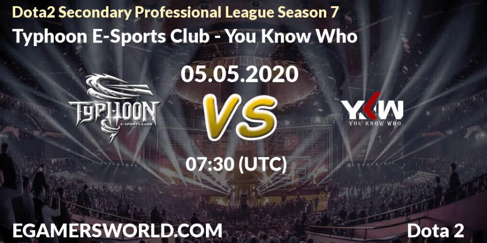 Prognose für das Spiel Typhoon E-Sports Club VS You Know Who. 09.05.20. Dota 2 - Dota2 Secondary Professional League 2020