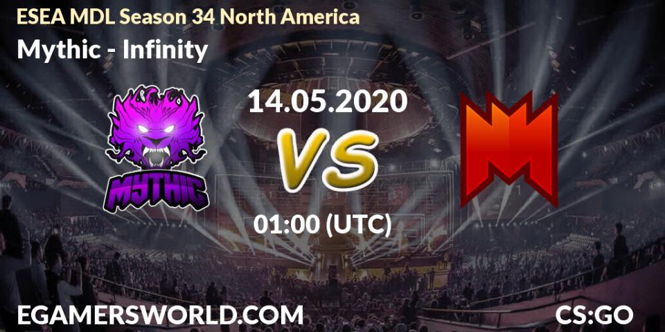 Prognose für das Spiel Mythic VS Infinity. 14.05.2020 at 01:10. Counter-Strike (CS2) - ESEA MDL Season 34 North America