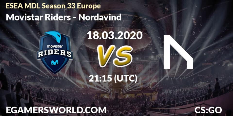 Prognose für das Spiel Movistar Riders VS Nordavind. 18.03.2020 at 21:15. Counter-Strike (CS2) - ESEA MDL Season 33 Europe