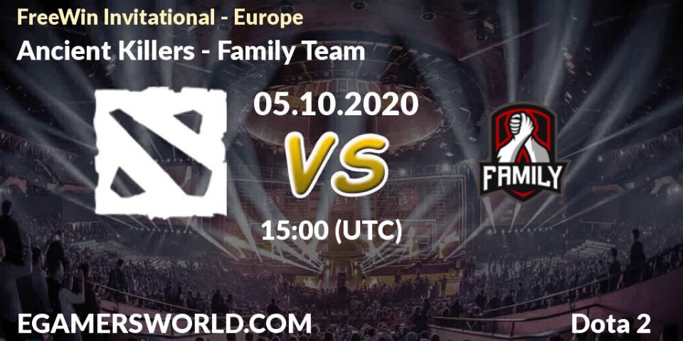Prognose für das Spiel Ancient Killers VS Family Team. 05.10.2020 at 15:04. Dota 2 - FreeWin Invitational - Europe