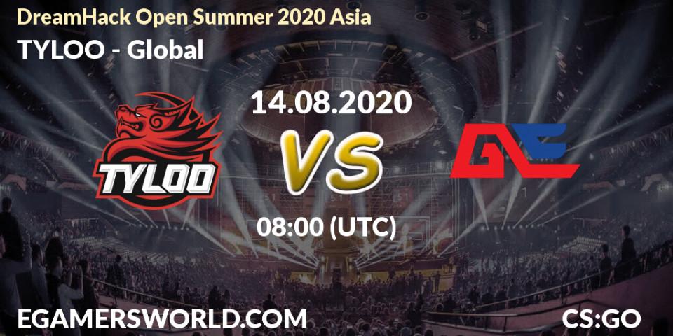 Prognose für das Spiel TYLOO VS Global. 14.08.20. CS2 (CS:GO) - DreamHack Open Summer 2020 Asia