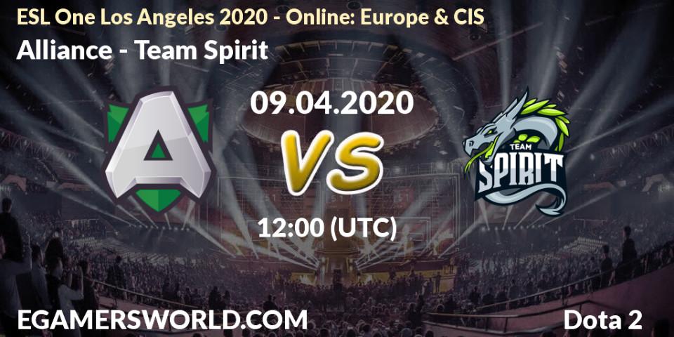 Prognose für das Spiel Alliance VS Team Spirit. 09.04.2020 at 12:06. Dota 2 - ESL One Los Angeles 2020 - Online: Europe & CIS
