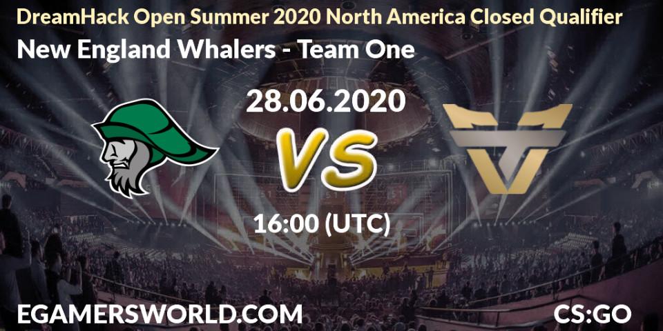 Prognose für das Spiel New England Whalers VS Team One. 28.06.2020 at 16:10. Counter-Strike (CS2) - DreamHack Open Summer 2020 North America Closed Qualifier