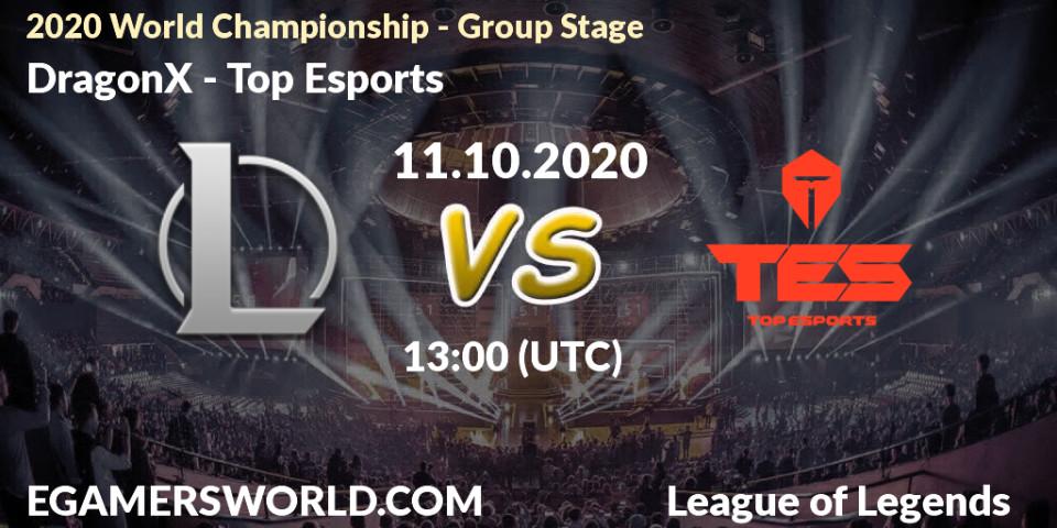 Prognose für das Spiel DRX VS Top Esports. 11.10.20. LoL - 2020 World Championship - Group Stage