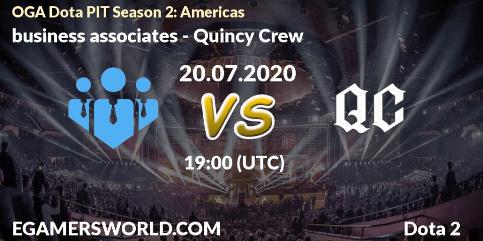 Prognose für das Spiel business associates VS Quincy Crew. 20.07.20. Dota 2 - OGA Dota PIT Season 2: Americas