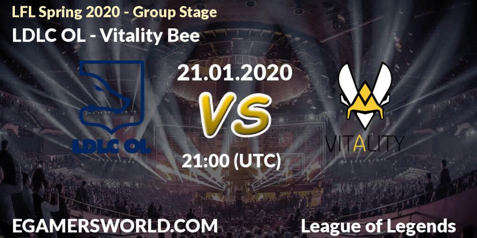 Prognose für das Spiel LDLC OL VS Vitality Bee. 21.01.20. LoL - LFL Spring 2020 - Group Stage