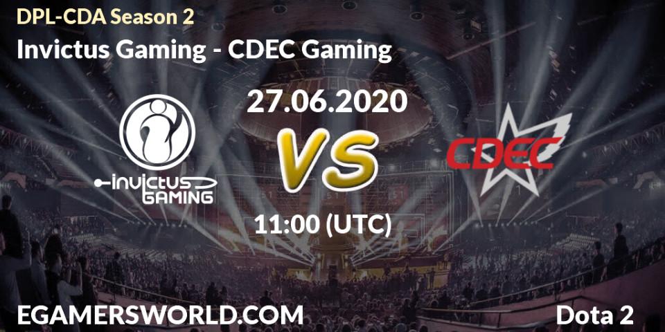 Prognose für das Spiel Invictus Gaming VS CDEC Gaming. 27.06.20. Dota 2 - DPL-CDA Professional League Season 2
