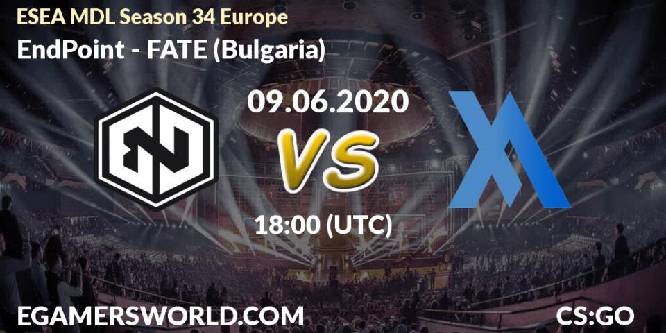 Prognose für das Spiel EndPoint VS FATE (Bulgaria). 17.06.2020 at 16:10. Counter-Strike (CS2) - ESEA MDL Season 34 Europe