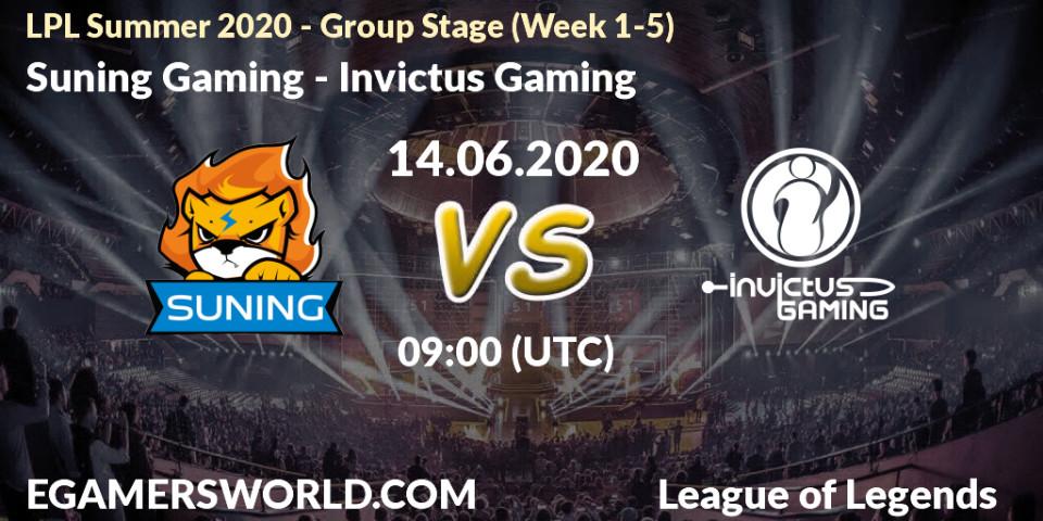 Prognose für das Spiel Suning Gaming VS Invictus Gaming. 14.06.20. LoL - LPL Summer 2020 - Group Stage (Week 1-5)