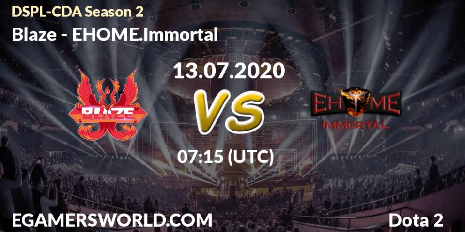 Prognose für das Spiel Blaze VS EHOME.Immortal. 13.07.20. Dota 2 - Dota2 Secondary Professional League 2020 Season 2