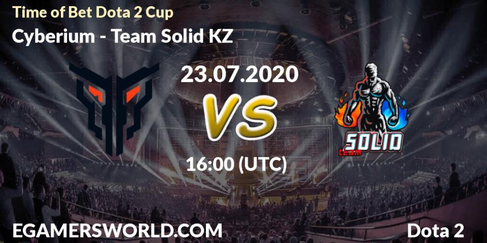 Prognose für das Spiel Cyberium VS Team Solid KZ. 23.07.2020 at 16:31. Dota 2 - Time of Bet Dota 2 Cup
