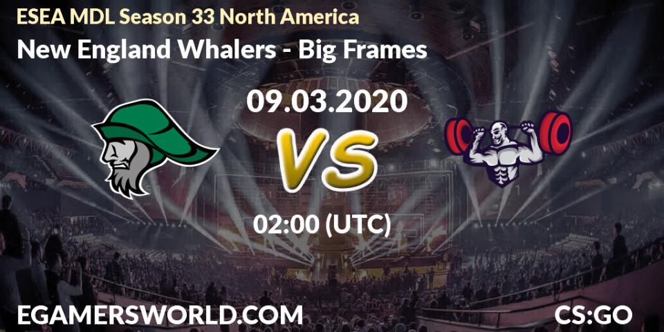 Prognose für das Spiel New England Whalers VS Big Frames. 09.03.2020 at 02:10. Counter-Strike (CS2) - ESEA MDL Season 33 North America