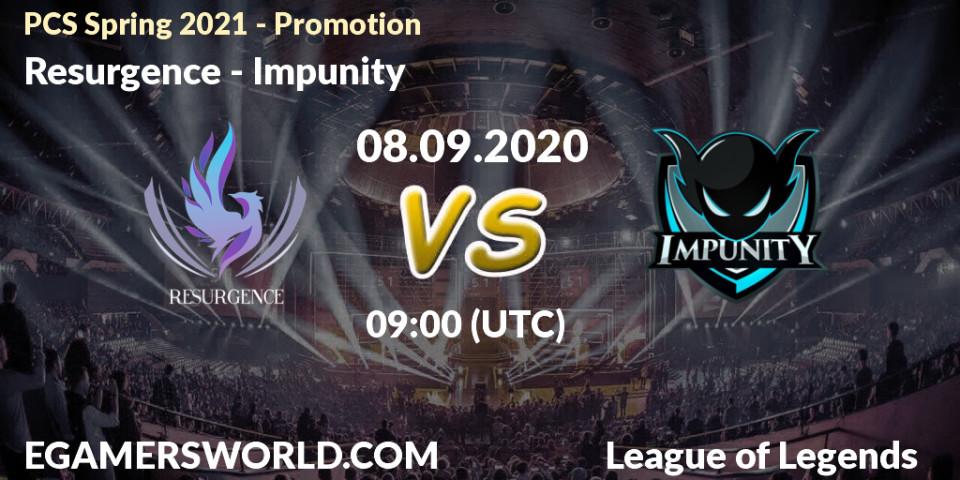 Prognose für das Spiel Resurgence VS Impunity. 08.09.20. LoL - PCS Spring 2021 - Promotion