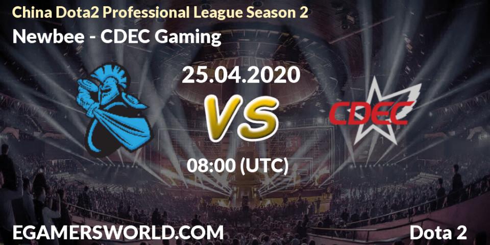 Prognose für das Spiel Newbee VS CDEC Gaming. 25.04.20. Dota 2 - China Dota2 Professional League Season 2