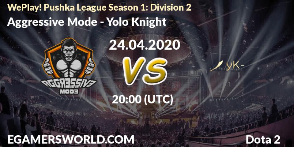 Prognose für das Spiel Aggressive Mode VS Yolo Knight. 24.04.20. Dota 2 - WePlay! Pushka League Season 1: Division 2