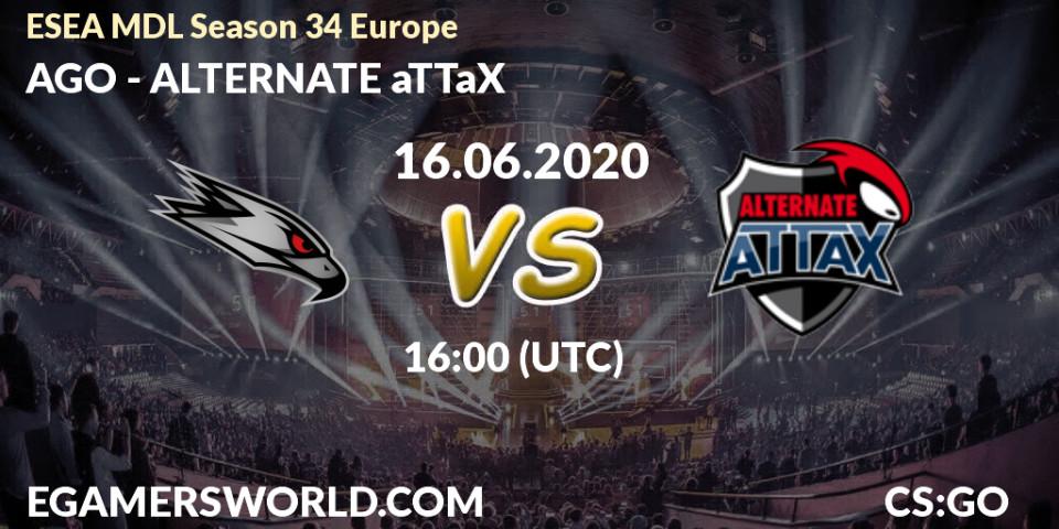 Prognose für das Spiel AGO VS ALTERNATE aTTaX. 16.06.20. CS2 (CS:GO) - ESEA MDL Season 34 Europe