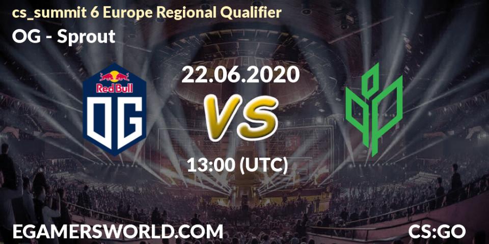 Prognose für das Spiel OG VS Sprout. 22.06.20. CS2 (CS:GO) - cs_summit 6 Europe Regional Qualifier