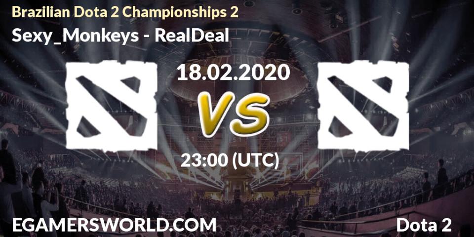 Prognose für das Spiel Sexy_Monkeys VS RealDeal. 18.02.20. Dota 2 - Brazilian Dota 2 Championships 2