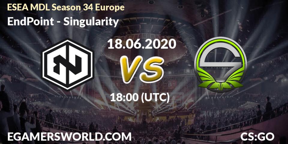 Prognose für das Spiel EndPoint VS Singularity. 18.06.20. CS2 (CS:GO) - ESEA MDL Season 34 Europe