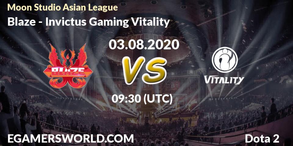 Prognose für das Spiel Blaze VS Invictus Gaming Vitality. 03.08.20. Dota 2 - Moon Studio Asian League