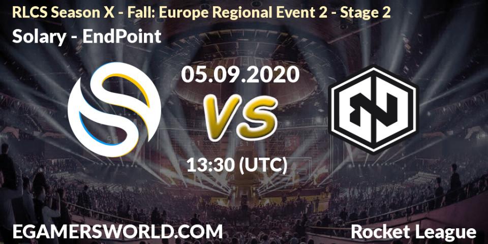 Prognose für das Spiel Solary VS EndPoint. 05.09.2020 at 13:30. Rocket League - RLCS Season X - Fall: Europe Regional Event 2 - Stage 2