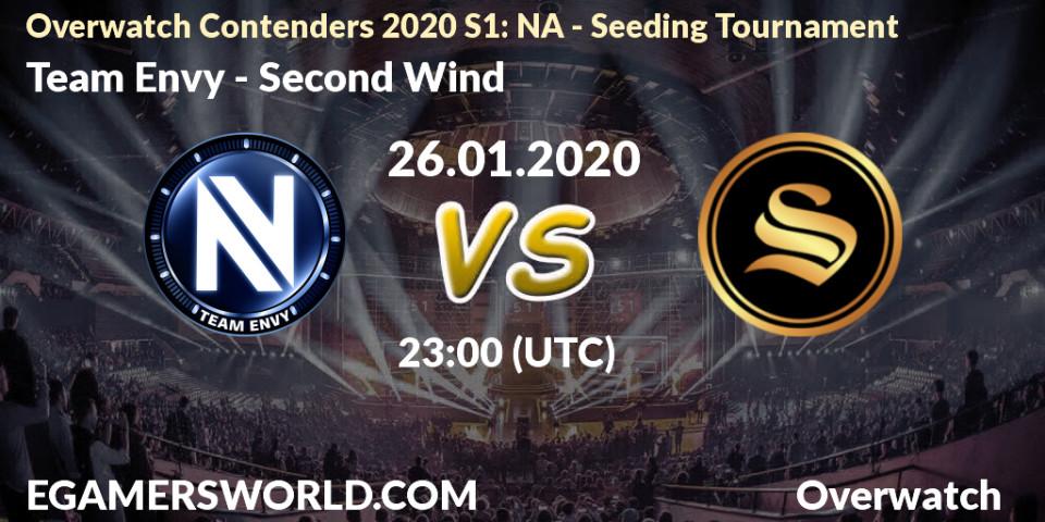 Prognose für das Spiel Team Envy VS Second Wind. 26.01.20. Overwatch - Overwatch Contenders 2020 S1: NA - Seeding Tournament