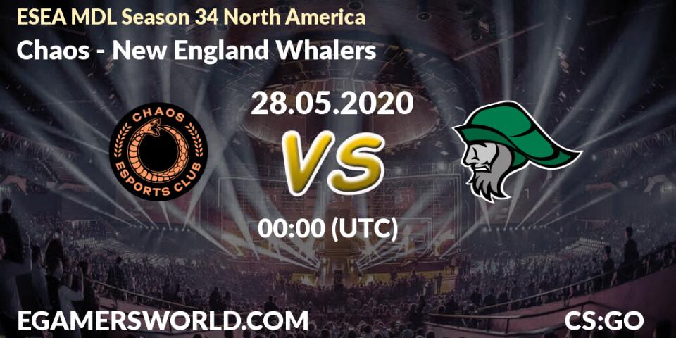 Prognose für das Spiel Chaos VS New England Whalers. 28.05.2020 at 00:00. Counter-Strike (CS2) - ESEA MDL Season 34 North America
