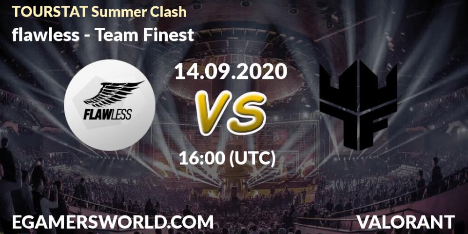 Prognose für das Spiel flawless VS Team Finest. 14.09.2020 at 16:00. VALORANT - TOURSTAT Summer Clash