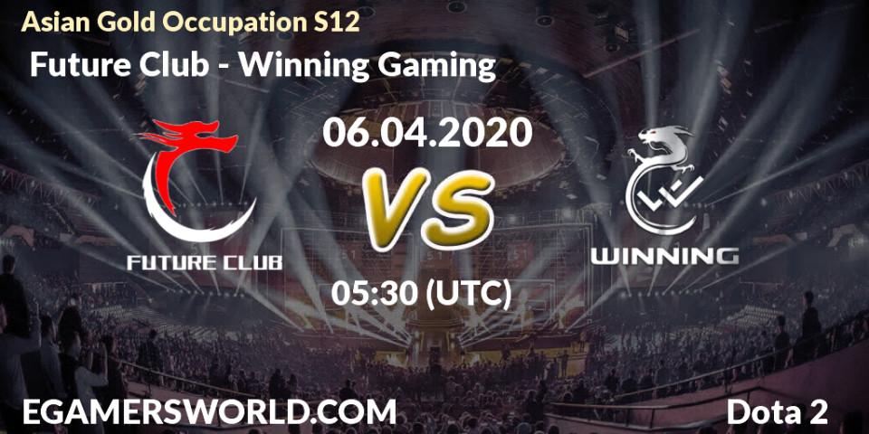 Prognose für das Spiel Future Club VS Winning Gaming. 07.04.2020 at 05:05. Dota 2 - Asian Gold Occupation S12