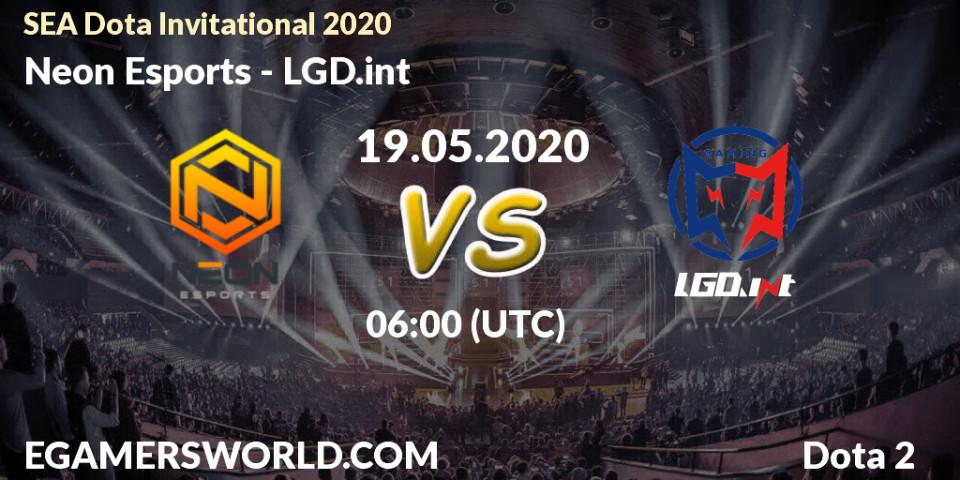 Prognose für das Spiel Neon Esports VS LGD.int. 19.05.2020 at 06:11. Dota 2 - SEA Dota Invitational 2020