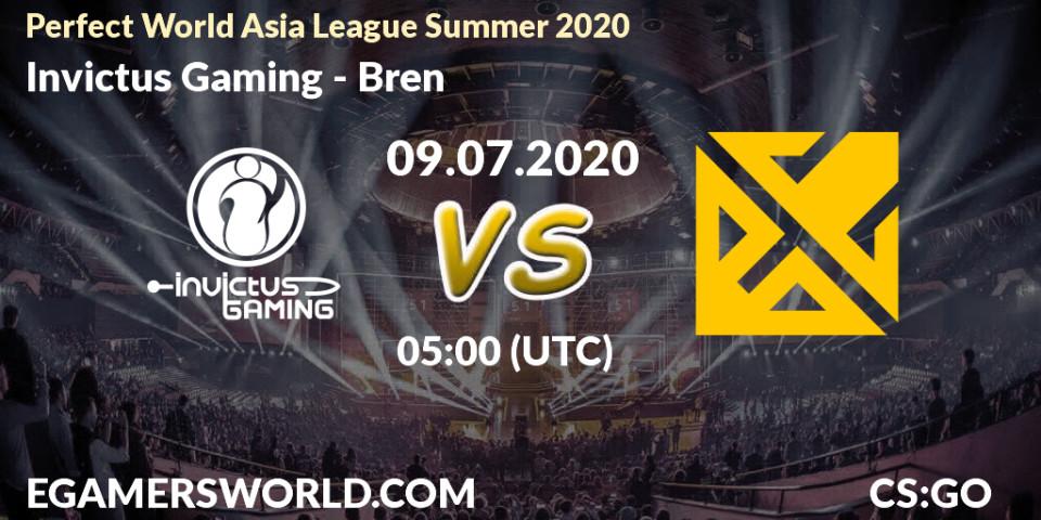 Prognose für das Spiel Invictus Gaming VS Bren. 09.07.2020 at 05:00. Counter-Strike (CS2) - Perfect World Asia League Summer 2020