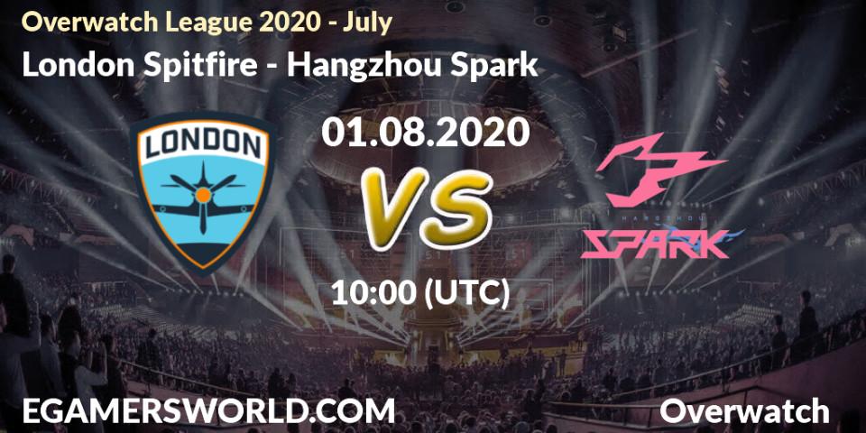 Prognose für das Spiel London Spitfire VS Hangzhou Spark. 01.08.2020 at 10:00. Overwatch - Overwatch League 2020 - July