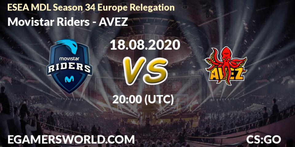 Prognose für das Spiel Movistar Riders VS AVEZ. 18.08.20. CS2 (CS:GO) - ESEA MDL Season 34 Europe Relegation