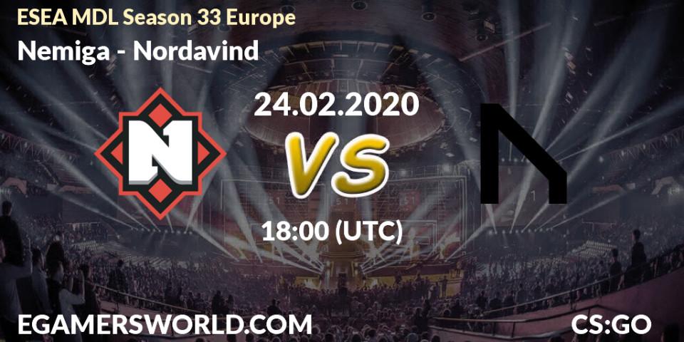 Prognose für das Spiel Nemiga VS Nordavind. 11.03.20. CS2 (CS:GO) - ESEA MDL Season 33 Europe
