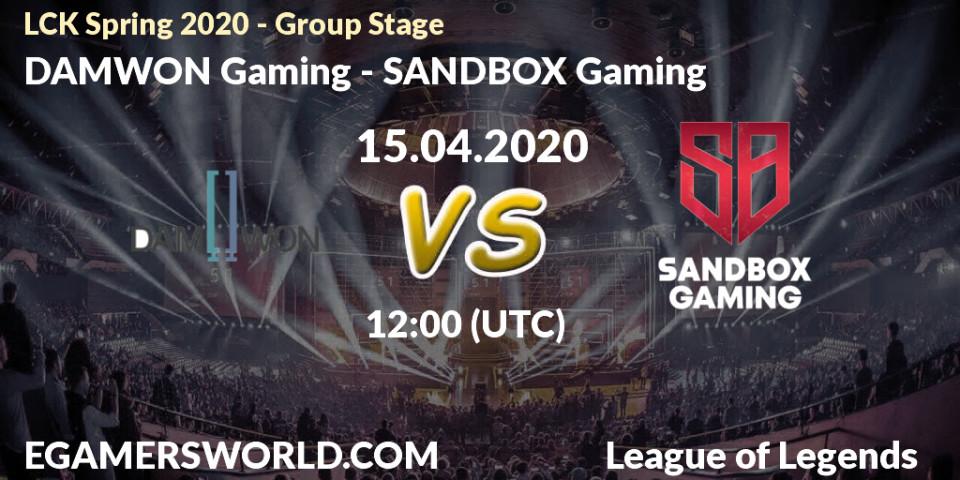 Prognose für das Spiel DAMWON Gaming VS SANDBOX Gaming. 15.04.20. LoL - LCK Spring 2020 - Group Stage