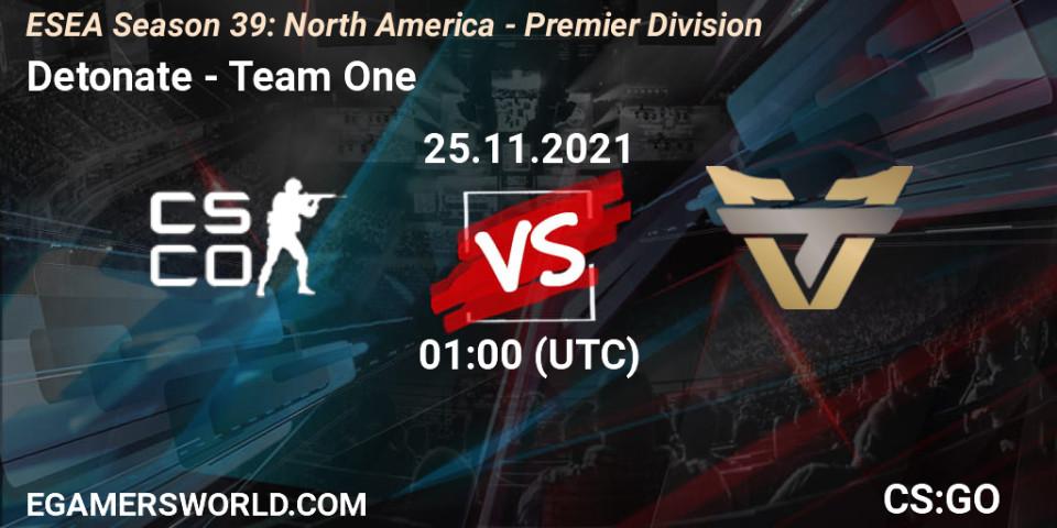 Prognose für das Spiel Detonate VS Team One. 08.12.21. CS2 (CS:GO) - ESEA Season 39: North America - Premier Division