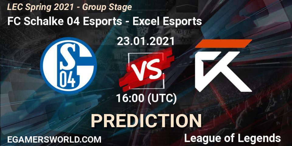 Prognose für das Spiel FC Schalke 04 Esports VS Excel Esports. 23.01.21. LoL - LEC Spring 2021 - Group Stage