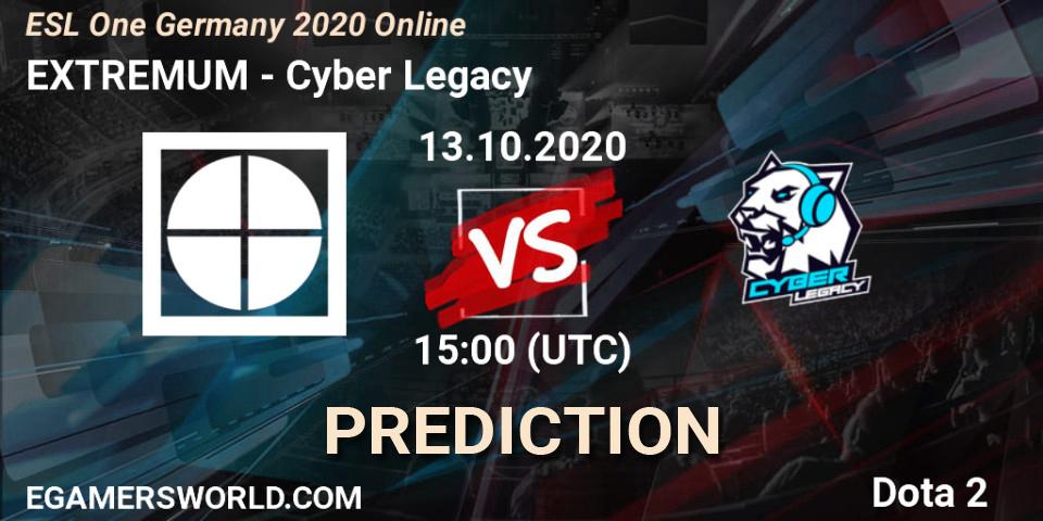 Prognose für das Spiel EXTREMUM VS Cyber Legacy. 13.10.20. Dota 2 - ESL One Germany 2020 Online
