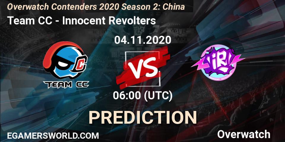 Prognose für das Spiel Team CC VS Innocent Revolters. 04.11.2020 at 06:00. Overwatch - Overwatch Contenders 2020 Season 2: China