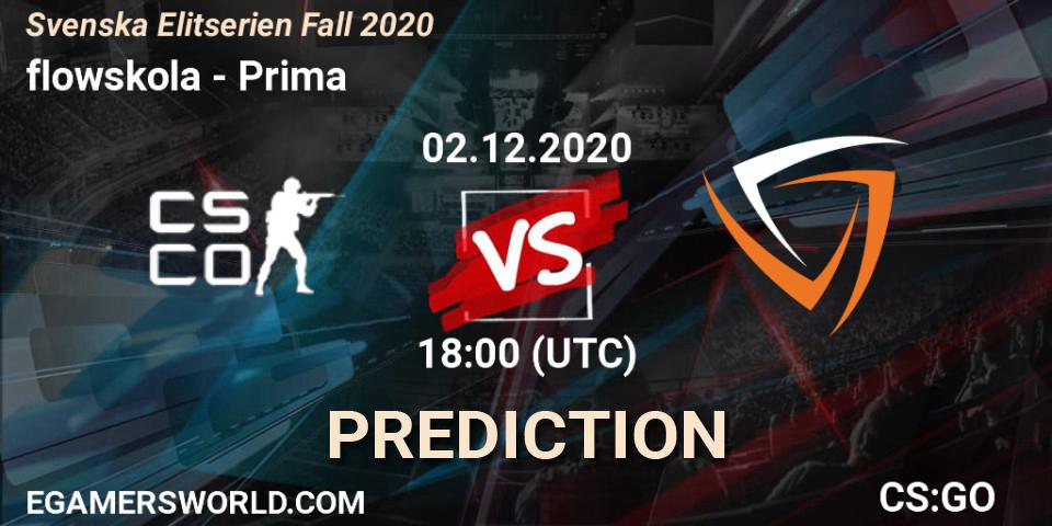 Prognose für das Spiel flowskola VS Prima. 02.12.2020 at 18:00. Counter-Strike (CS2) - Svenska Elitserien Fall 2020