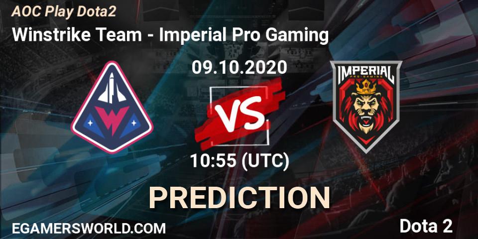 Prognose für das Spiel Winstrike Team VS Imperial Pro Gaming. 09.10.2020 at 11:01. Dota 2 - AOC Play Dota2
